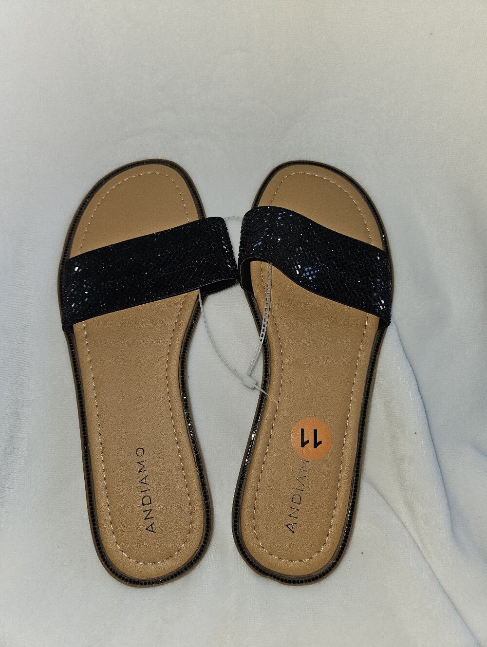 Black Sparkle Slide Sandals - Women's